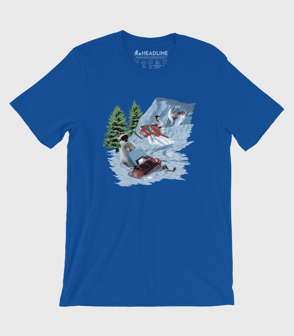 Polar Bears Snowmobiling Unisex 100% Cotton T-Shirt