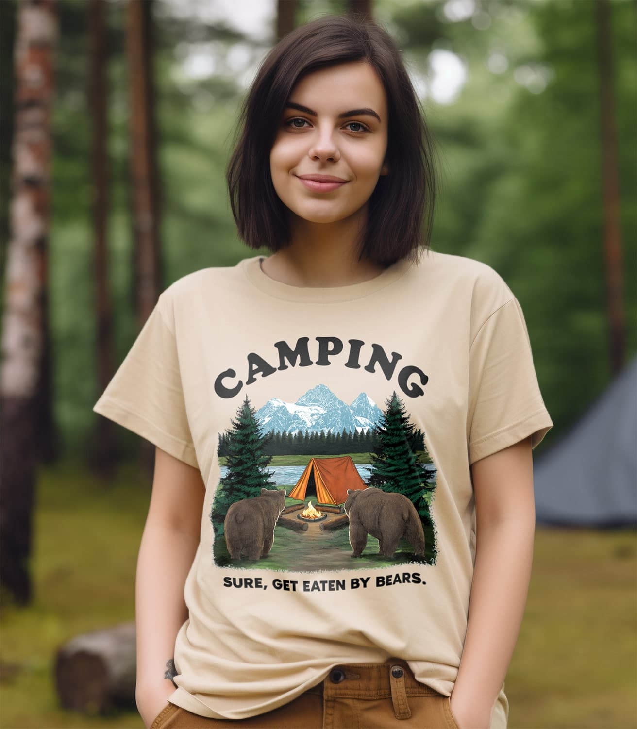 Camping: Sure, Get Eaten By Bears Unisex 100% Cotton T-Shirt