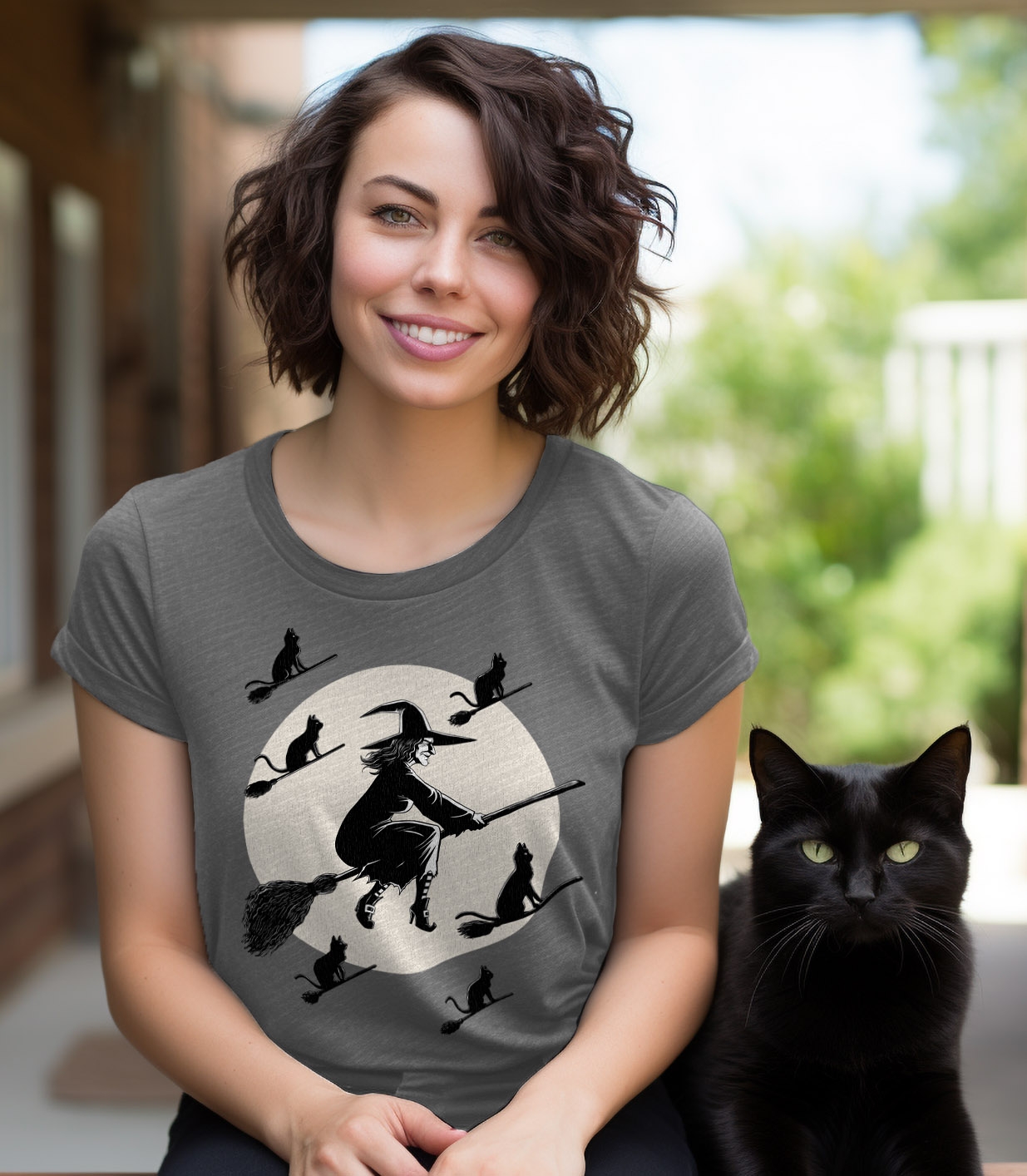 Cat Witch Women's Cotton/Poly T-Shirt