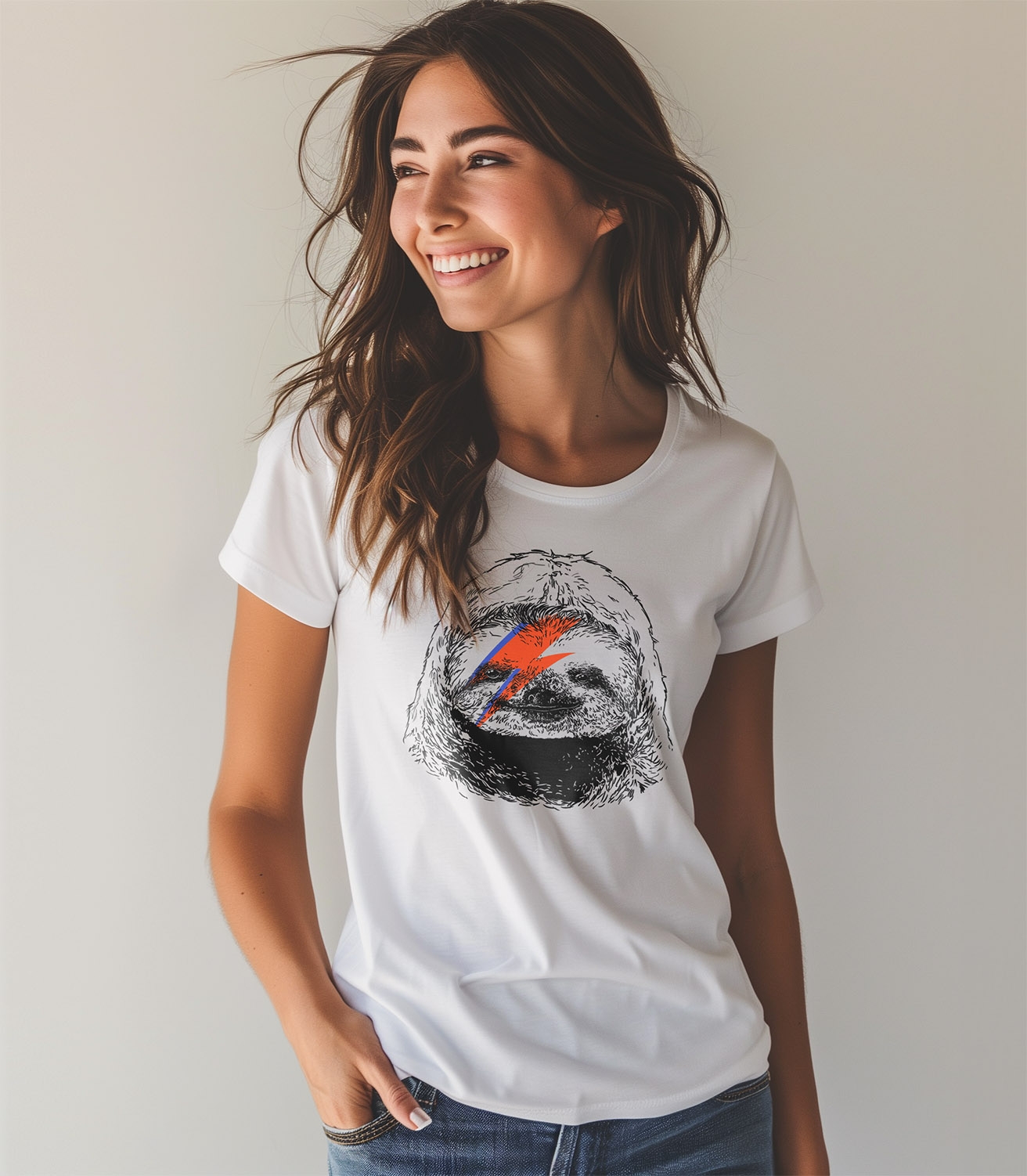 Glam Rock Sloth Women's 100% Cotton T-Shirt