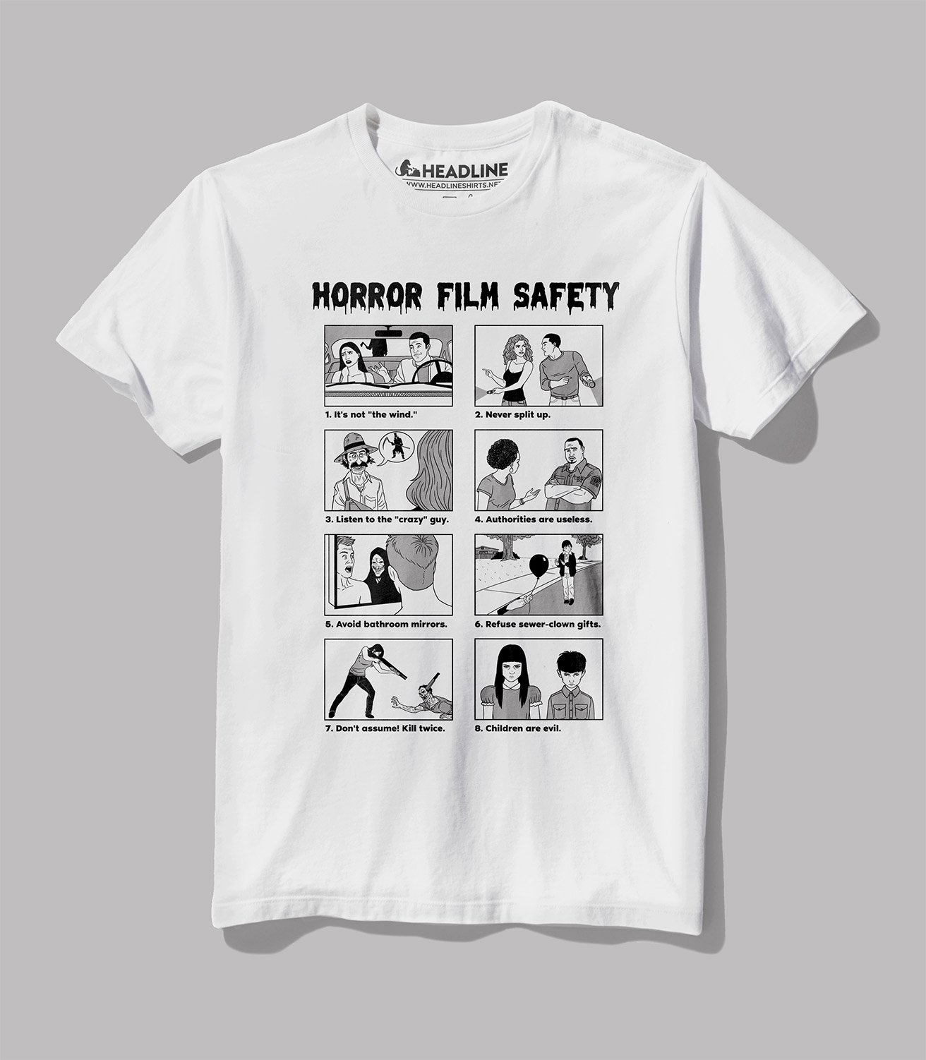 Horror Film Safety Guide Unisex 100% Cotton T-Shirt