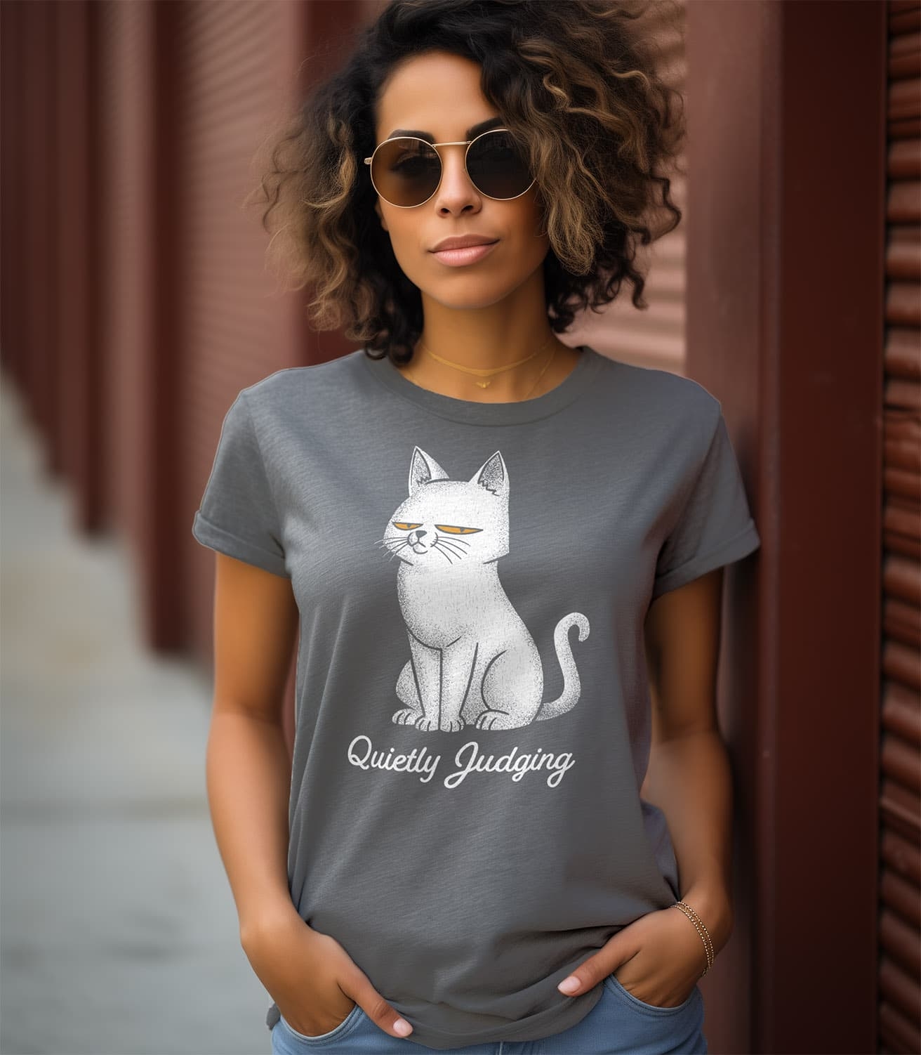 Quietly Judging Cat Women's Cotton/Poly T-Shirt