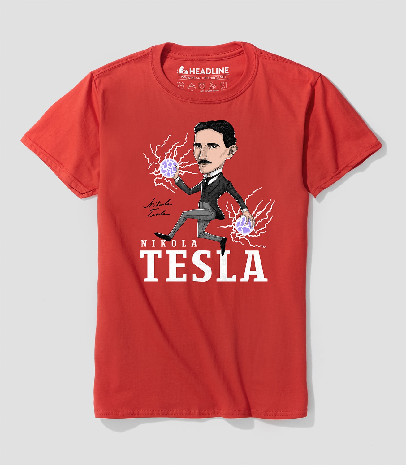 Tesla Retro Caricature Unisex 100% Cotton T-Shirt