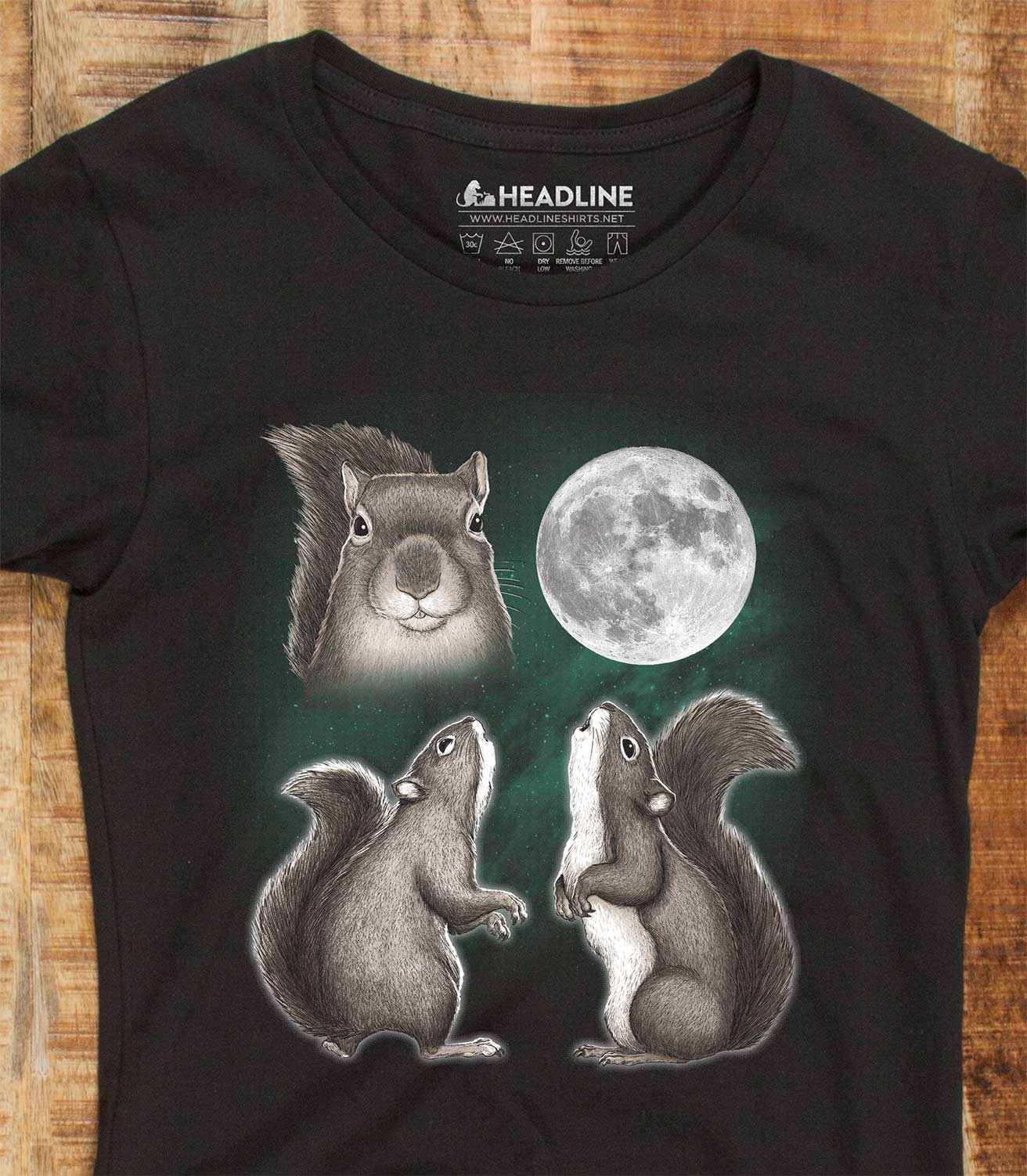 Three Squirrel Moon Women's 100% Cotton T-Shirt